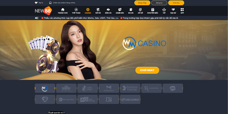 Sảnh Casino được yêu thích nhất tại nhà cái New88